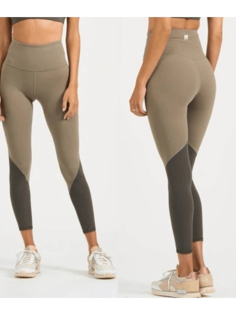 Vuori High Rise Colorblock Studio Leggings Light Oregano Green medium